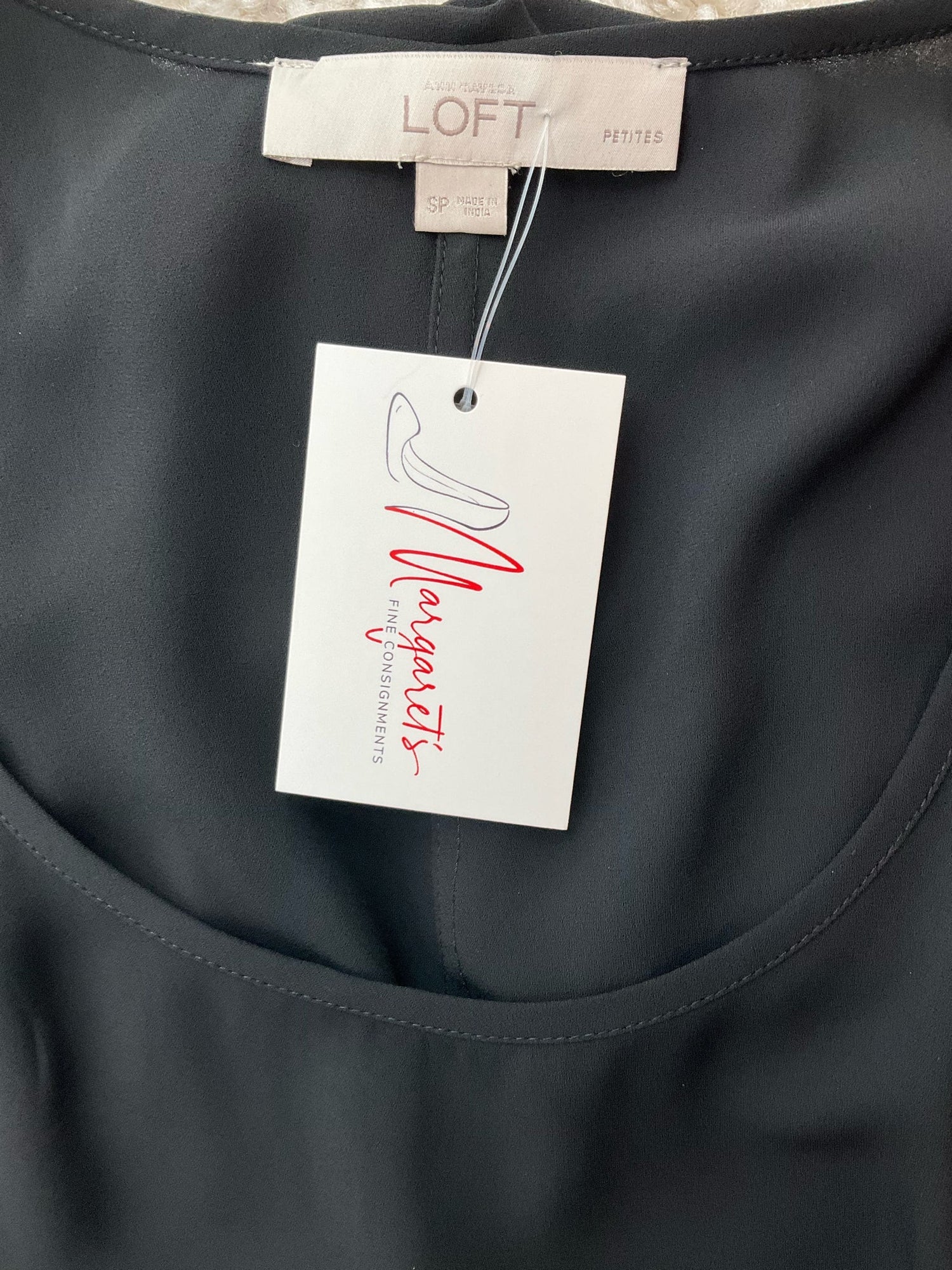 Loft Black Solid Pre-Owned Ladies Top - Size Small Petite - Margaret’s Fine Consignment