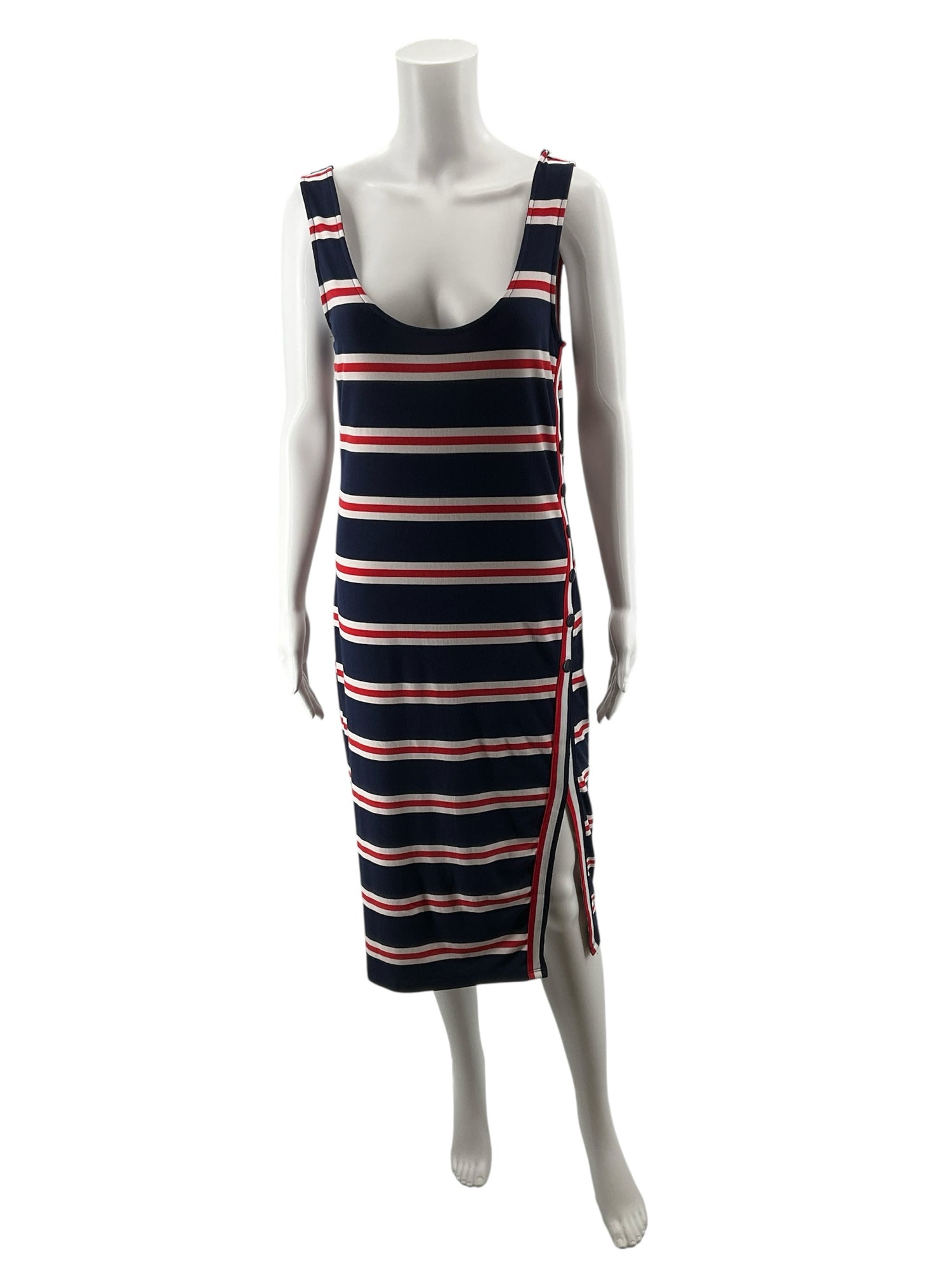 Derek Heart Rebel Heart Striped Bodycon Midi Dress Size Large