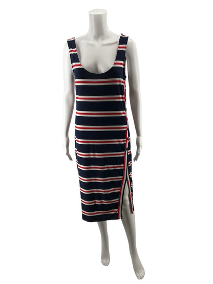 Derek Heart Rebel Heart Striped Bodycon Midi Dress Size Large