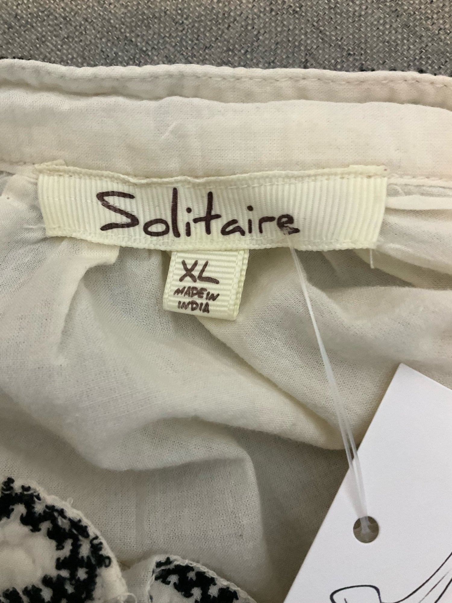 Solitaire Cream Embroidered Bohemian Peasant Blouse Top XL