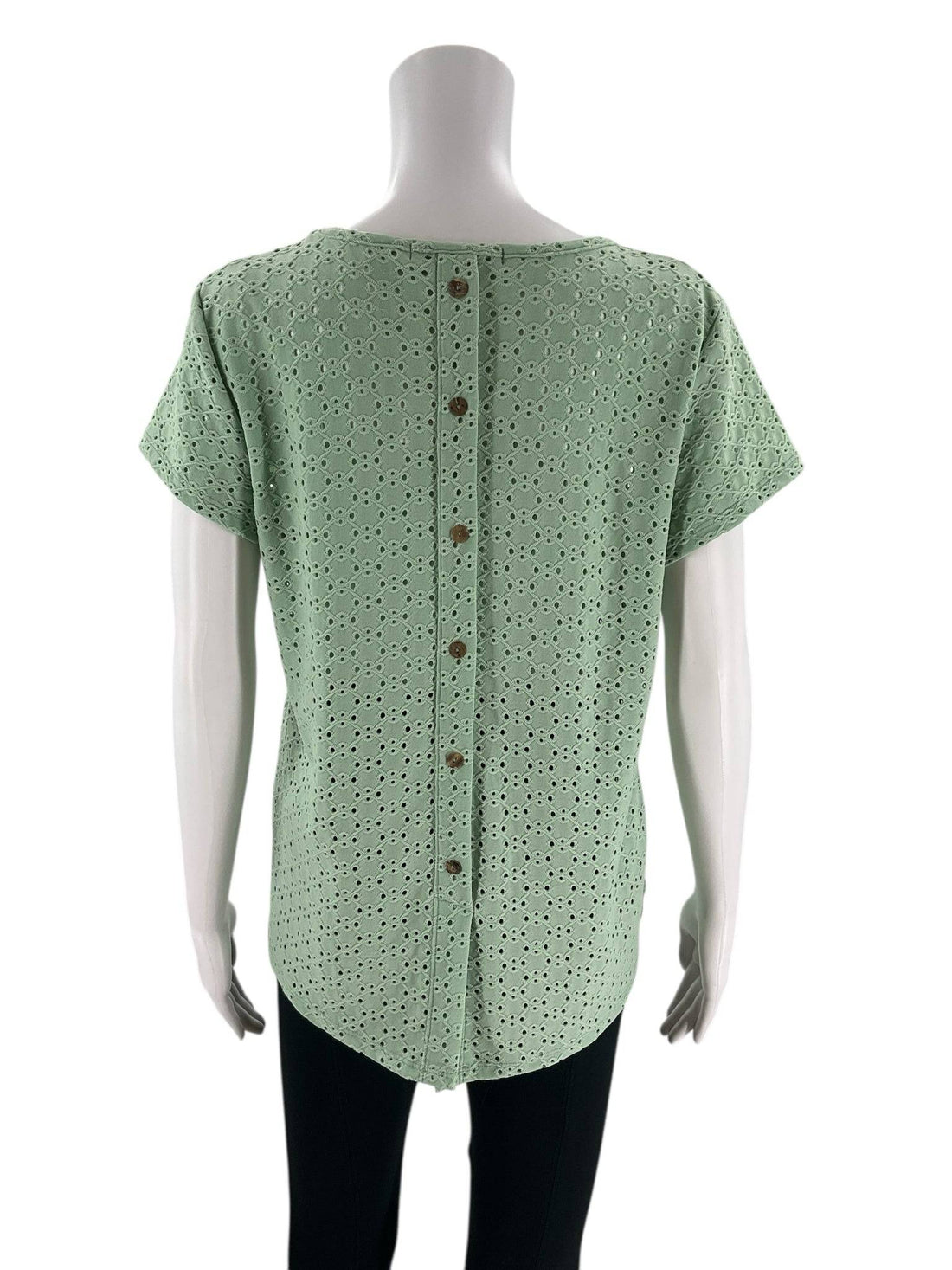 Coin 1804 Green Eyelet Pre-Owned Ladies Top - Size Small - Margaret’s Fine Consignment