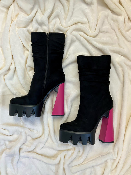 Lamoda Shoe Size 7 black/pink Platform Boots