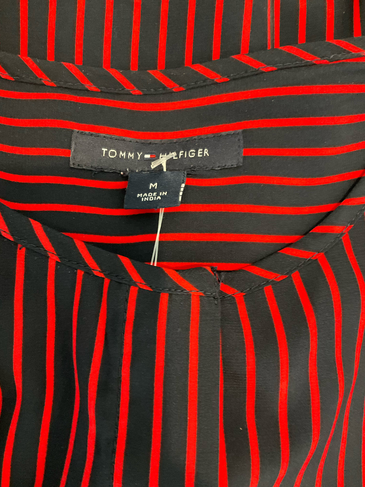 Tommy Hilfiger Navy &amp; Red Striped Sleeveless Peplum Tunic Top Size Medium - ONLINE ONLY