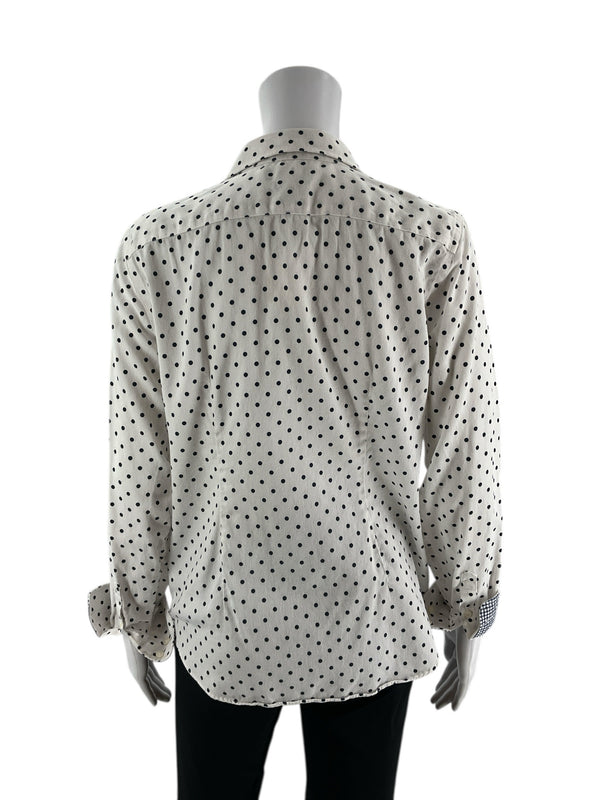 Chaps White/Navy Polka Dot Pre-Owned Ladies Top - Size Large Petite