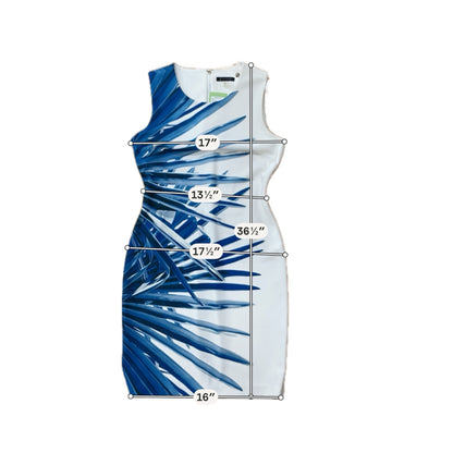 Tommy Hilfiger Blue &amp; White Palm Leaf Print Sheath Dress Size 8