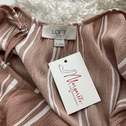 Loft Tan/White Striped Ladies Pre-Owned Maxi Dress - Size Small - Margaret’s Fine Consignment