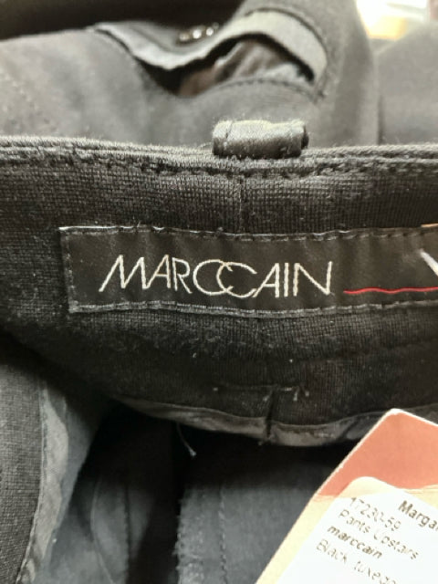 Marc Cain Black Silk Tuxedo Stripe Cropped Ankle Pants | Size N6 (US 14)