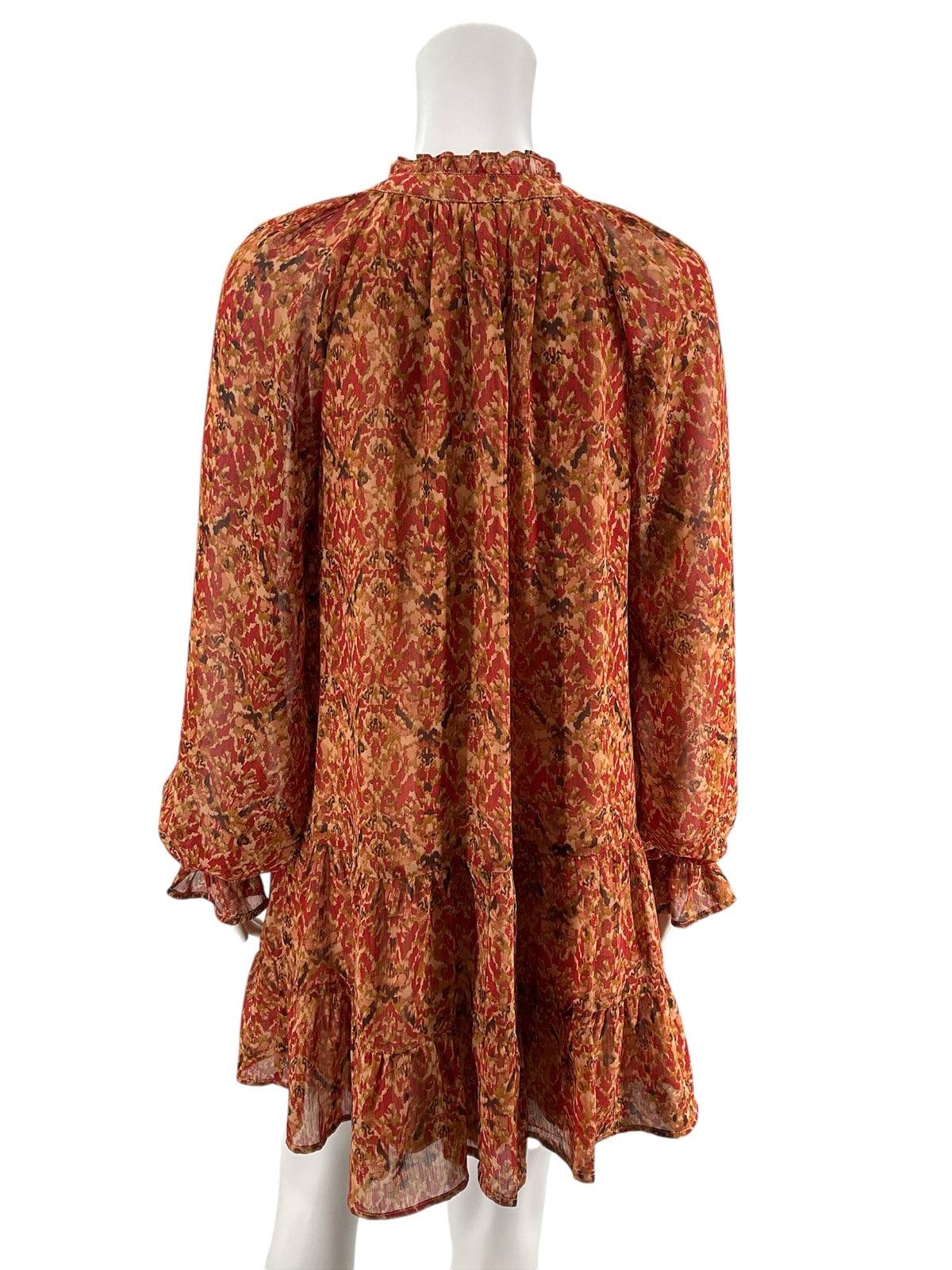Entro Boho Ikat Print Tiered Tassel Mini Dress Size Small