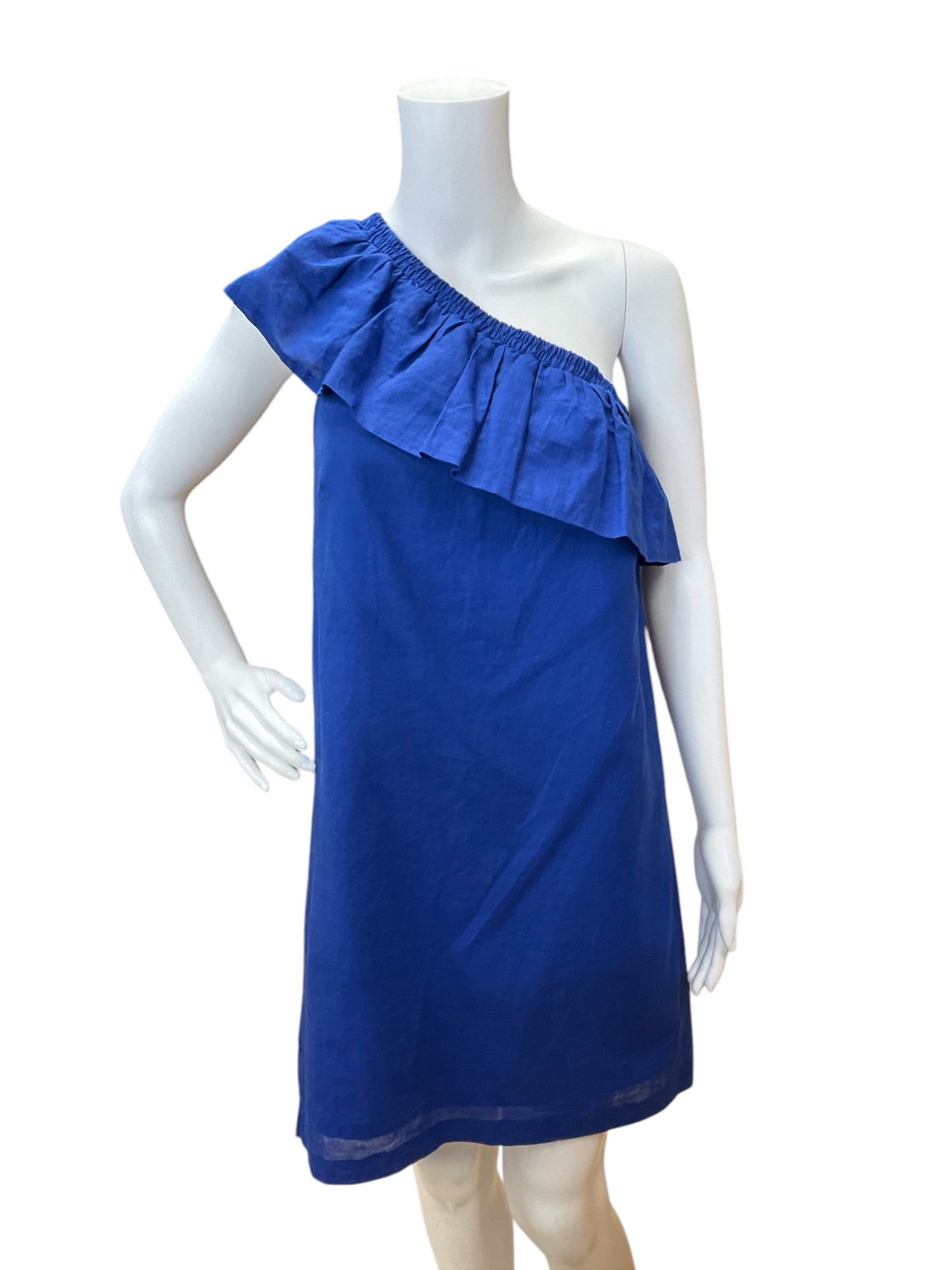 J Crew Size XS Blue Linen Pre-Owned Ladies Dress