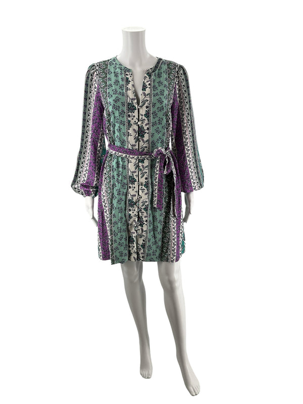 Loft Green/Purple/White Floral Pre-Owned Ladies New With Tags Dress - Size 6