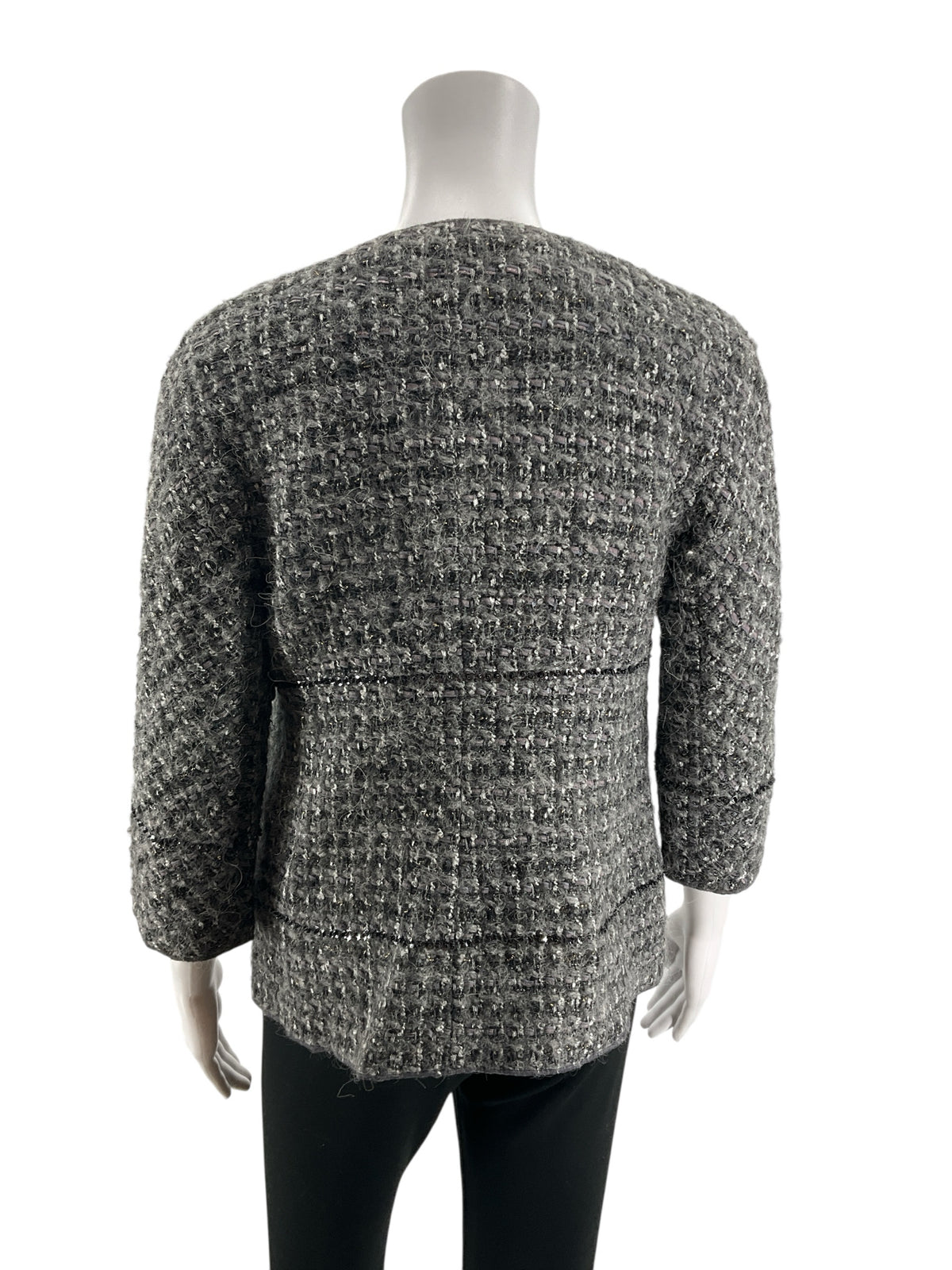 St. John Couture Beaded Sunburst Tweed Knit Jacket Granite Multi Size 2 NWT