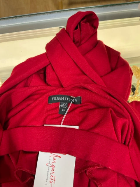 Eileen Fisher V-Back Jersey A-Line Dress Cranberry Red Size Small