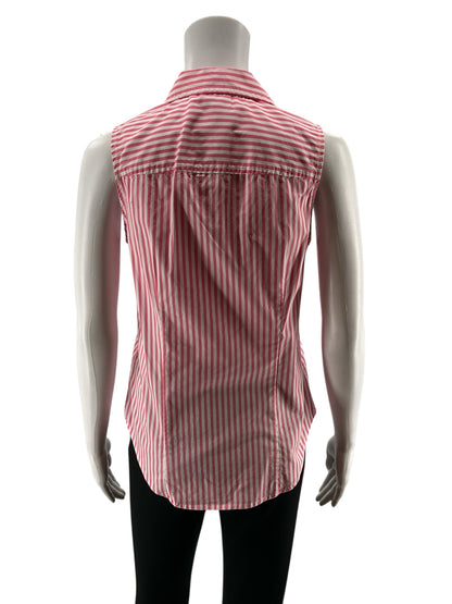J. Crew Striped Sleeveless Button-Down Top Pink White XS