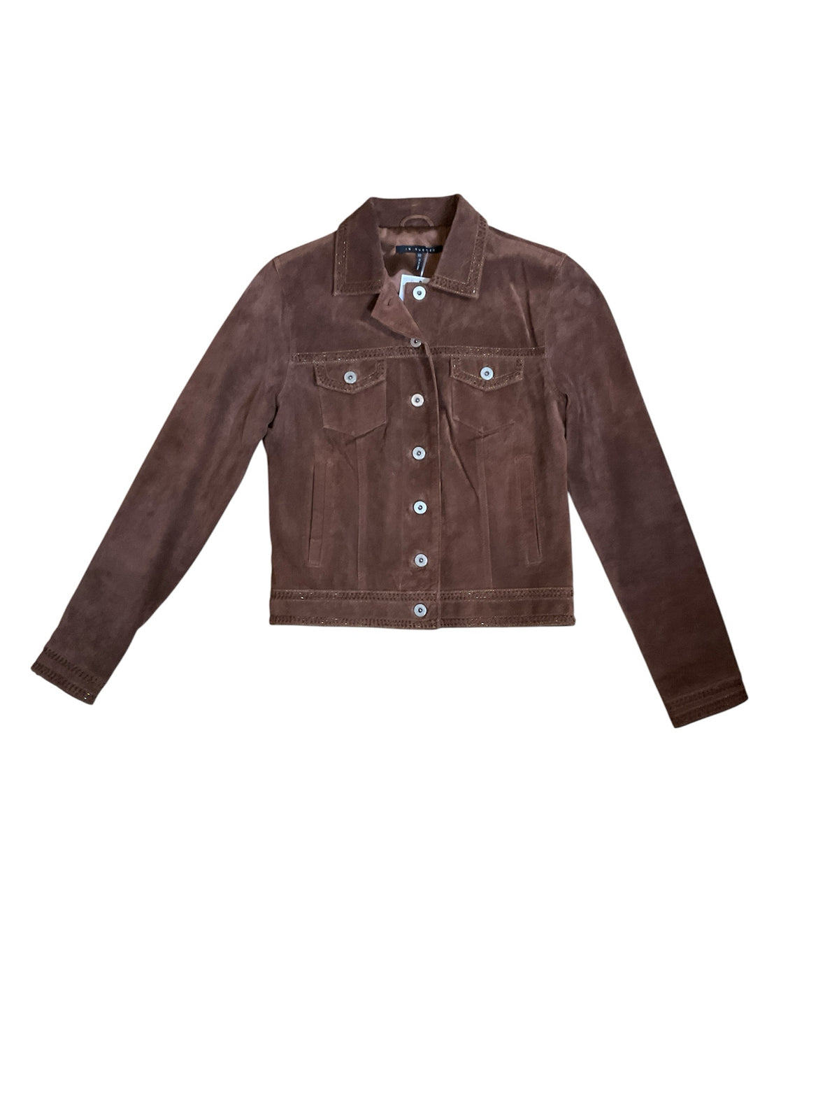 IN SUEDED Wilsons Leather Cropped Suede Jacket Brown XS Perforated Beaded