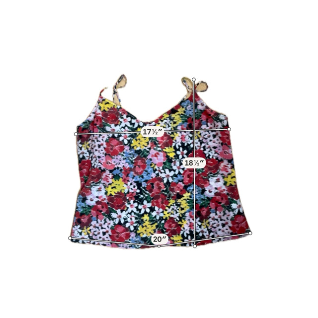 Boden red/blue/yellow/white Sleeveless Abstract Floral 100% Silk Cami Top Size 6 - Size 6