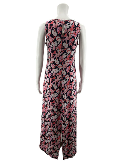 Vince Camuto Navy &amp; Pink Floral Sleeveless Midi Dress | Size XS