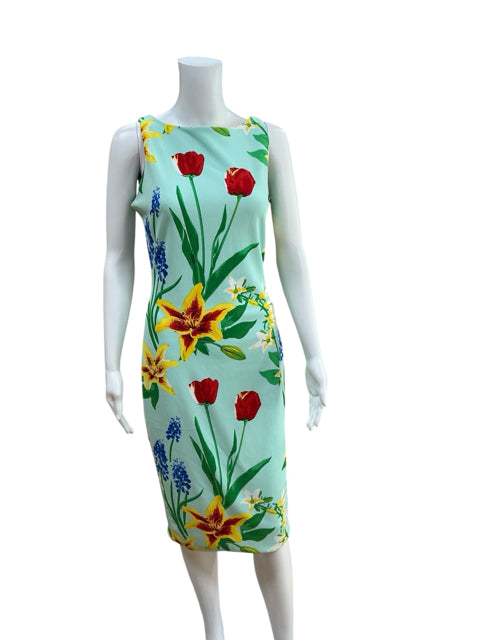 New York & Co Aqua/Red/Yellow Floral Pre-Owned Ladies Dress - Size XS