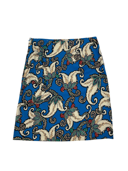 Premise blue/cream/tan Skirt Premise Paisley Print Stretch Cotton Pencil Skirt Blue Cream Size 8 - Size 8