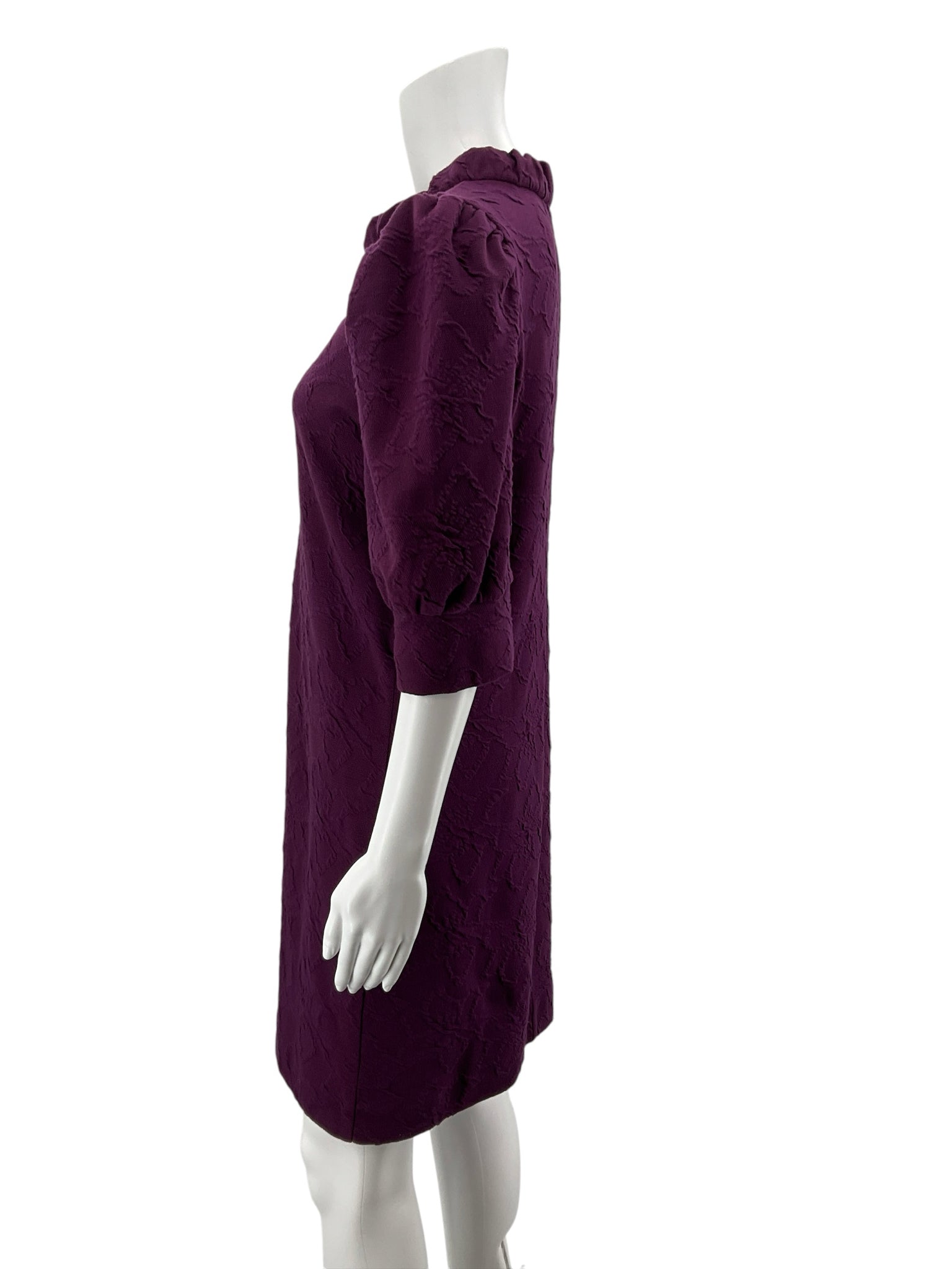 Lilly Pulitzer Kessler Dress Plum Jacquard Puff Sleeve Size Large