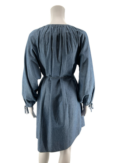 J Crew Size Small Tall Blue Chambray Pre-Owned Ladies Dress