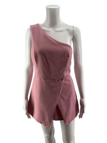 Idem Ditto One-Shoulder Asymmetrical Skort Romper Mauve Size Medium