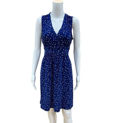 Anne Klein Blue/Yellow/White Polka Dot Pre-Owned Ladies Dress - Size Small - Margaret’s Fine Consignment