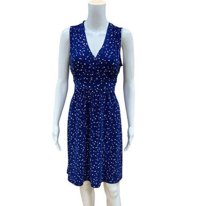Anne Klein Blue/Yellow/White Polka Dot Pre-Owned Ladies Dress - Size Small - Margaret’s Fine Consignment
