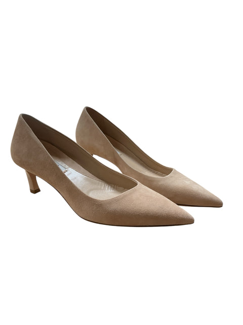 MM Lafleur The Irene Kitten Heel Nude Suede Pointed Toe Pumps | Size 7.5