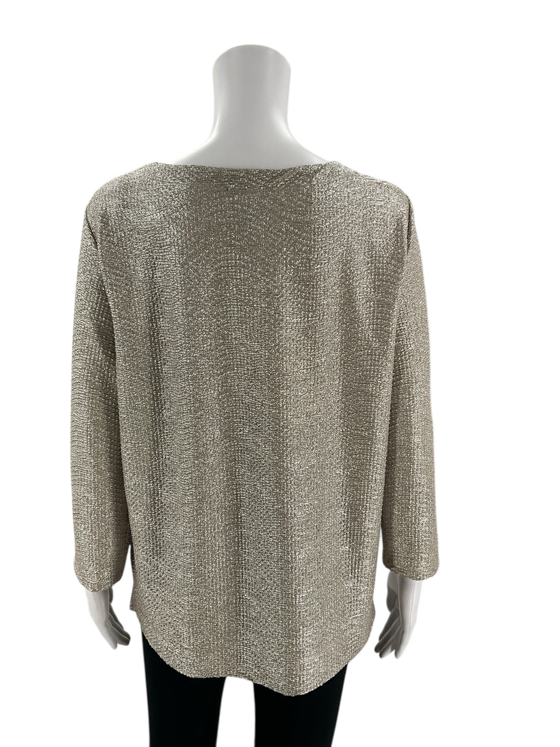 Ann Taylor Gold Textured Ladies Pre-Owned Top - Size Large - Margaret’s Fine Consignment