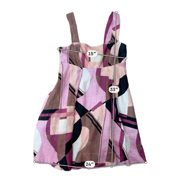 Banana Republic Elessa Linen Mini Dress Geometric Print Pink Tan Size 4