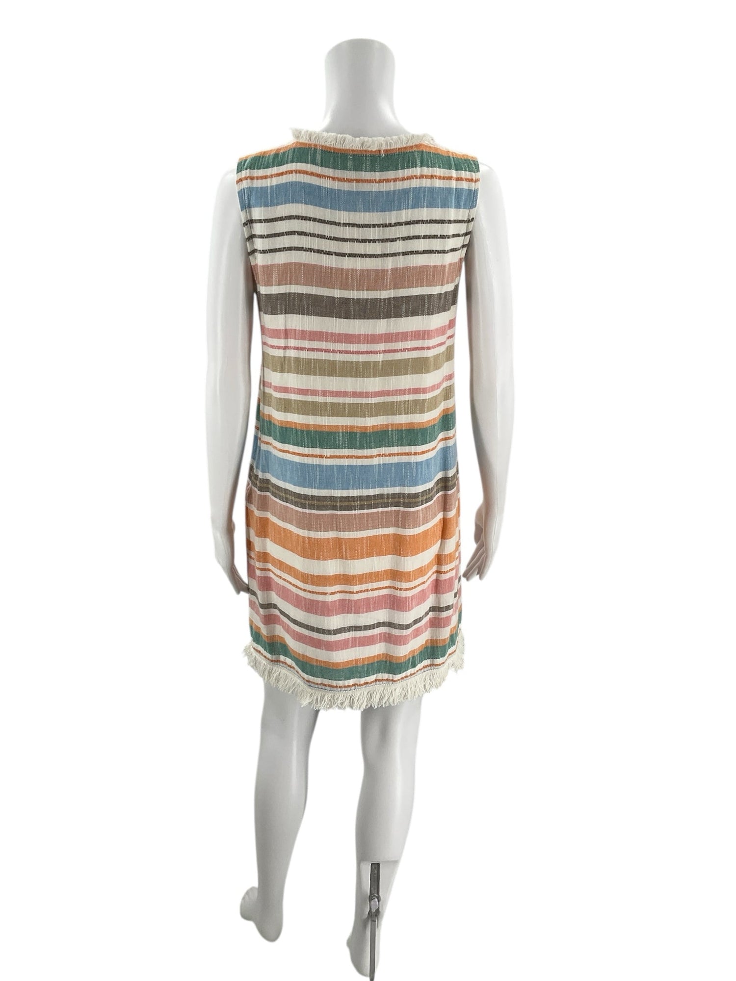 Chelsea &amp; Theodore White/Blue/Orange Stripe Ladies Pre-Owned Dress - Size Small - Margaret’s Fine Consignment