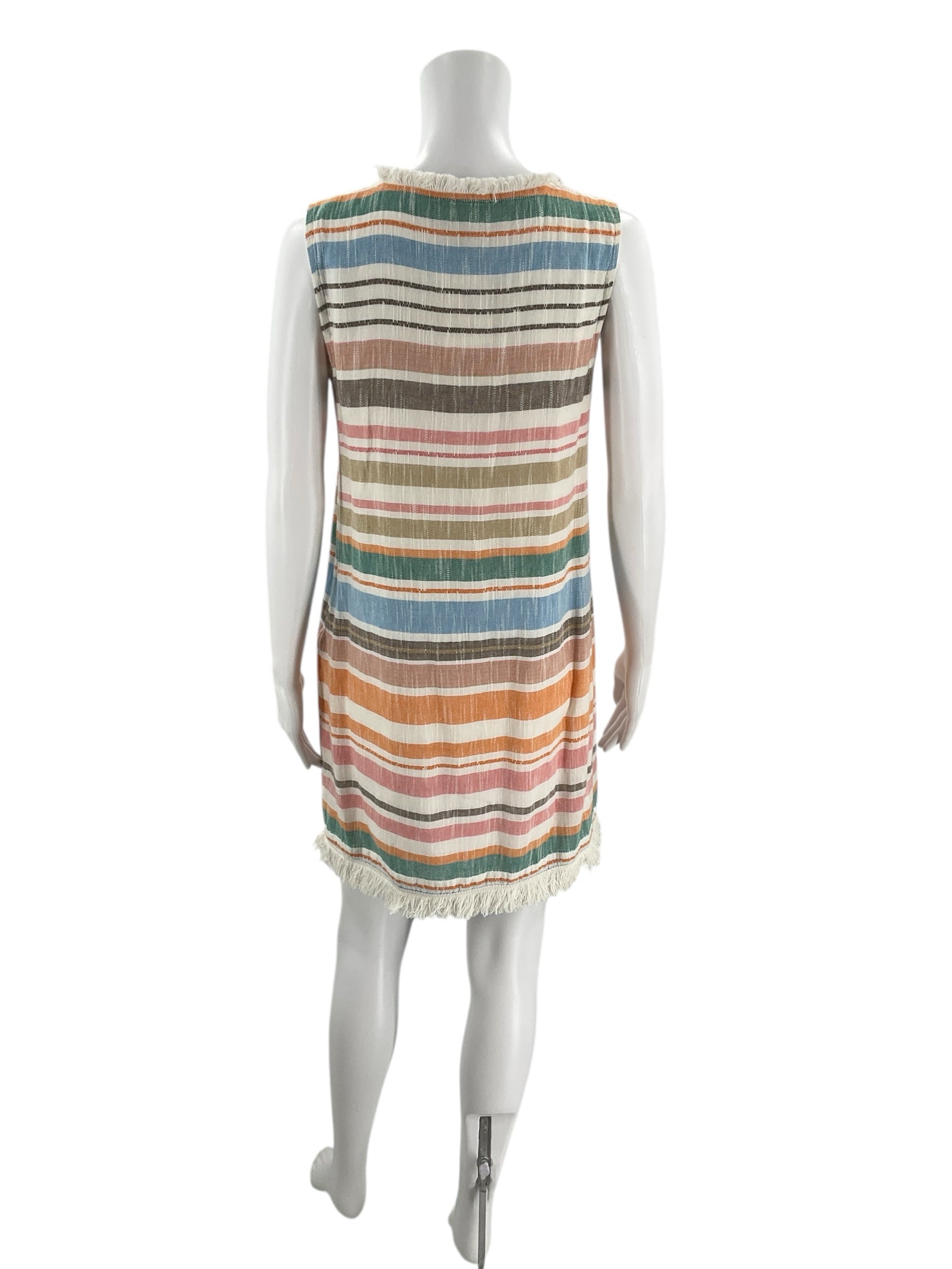 Chelsea &amp; Theodore White/Blue/Orange Stripe Ladies Pre-Owned Dress - Size Small - Margaret’s Fine Consignment