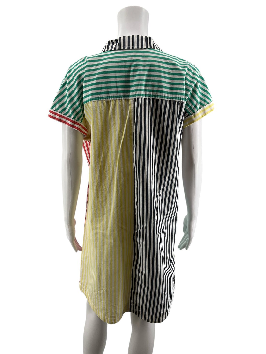 Style &amp; Co yellow/green/red/navy Shift Colorblock Striped Cotton Shirt Dress Size Small - Size S