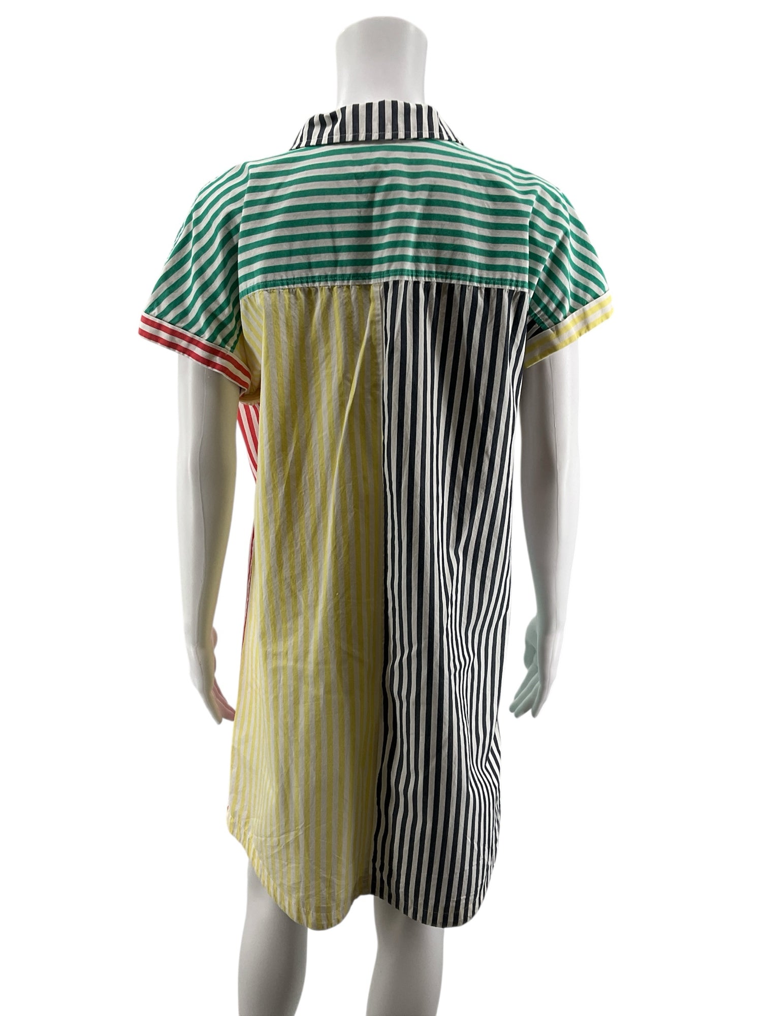 Style &amp; Co yellow/green/red/navy Shift Colorblock Striped Cotton Shirt Dress Size Small - Size S