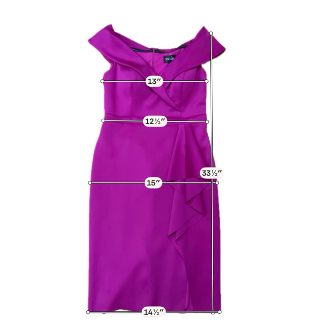 Xscape Fuchsia Ruffled Scuba Crepe Cocktail Dress Size 12