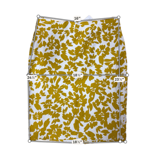 loft mustard/white Skirt Mustard/White Floral Pre-Owned Ladies Skirt - Size 8 - Size 8