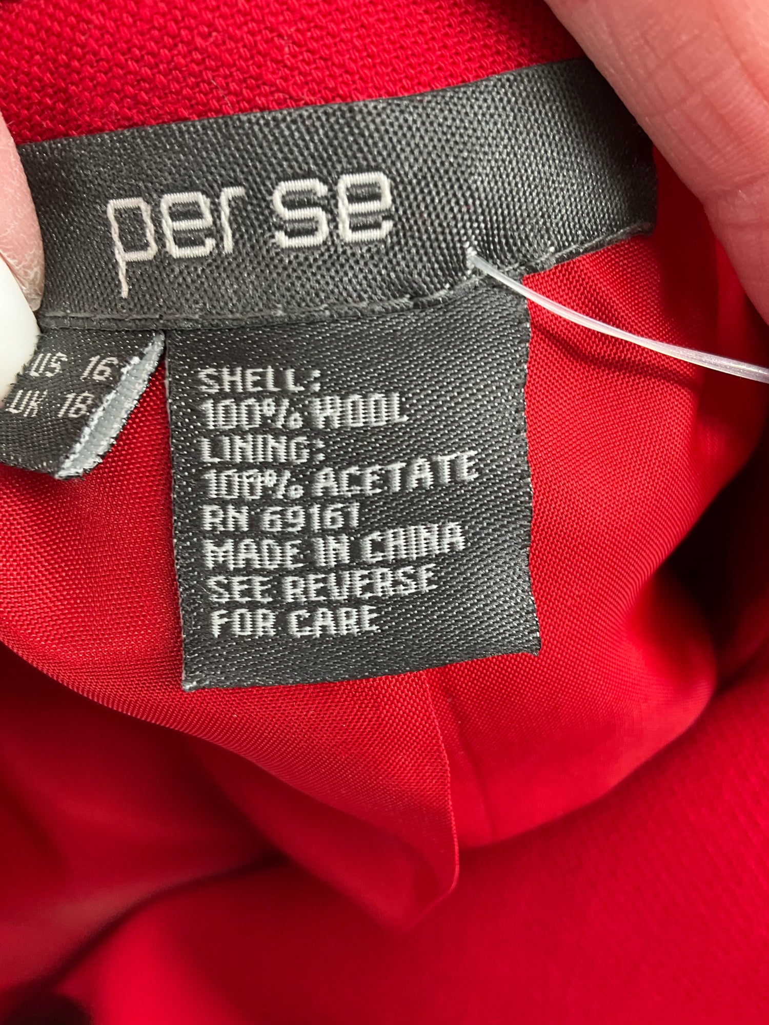 Perse Red Solid Pre-Owned Ladies Jacket - Size 16 - Margaret’s Fine Consignment