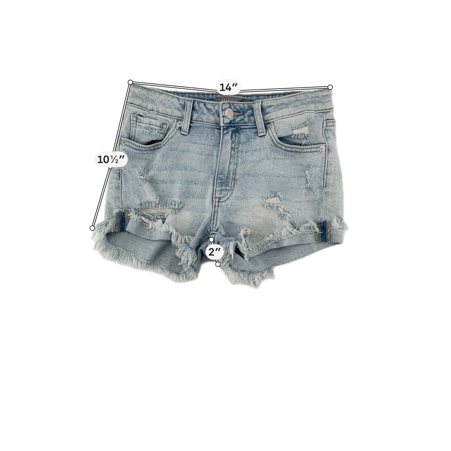 Just USA Blue Shorts High Rise Distressed Cutoff Denim Shorts - Size Small - Light Wash - Size S