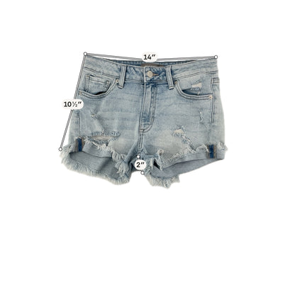 Just USA Blue Shorts High Rise Distressed Cutoff Denim Shorts - Size Small - Light Wash - Size S