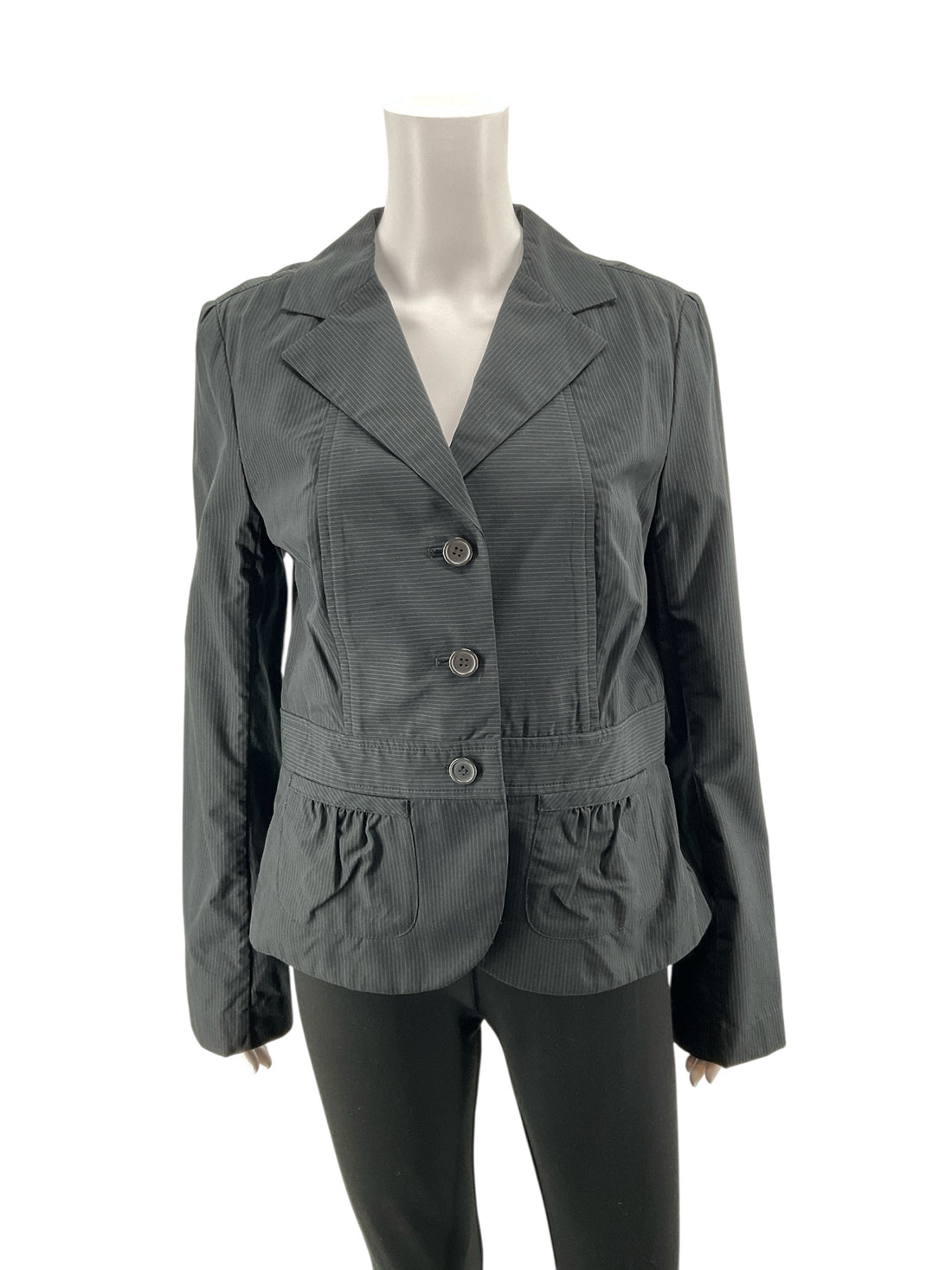 Ann Taylor LOFT Pinstripe Peplum Blazer NWT Size 8 Charcoal Gray