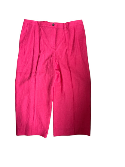 Boden Westbourne Linen Trousers Fuchsia Pink Wide Leg Crop Pants UK 22R - ONLINE ONLY