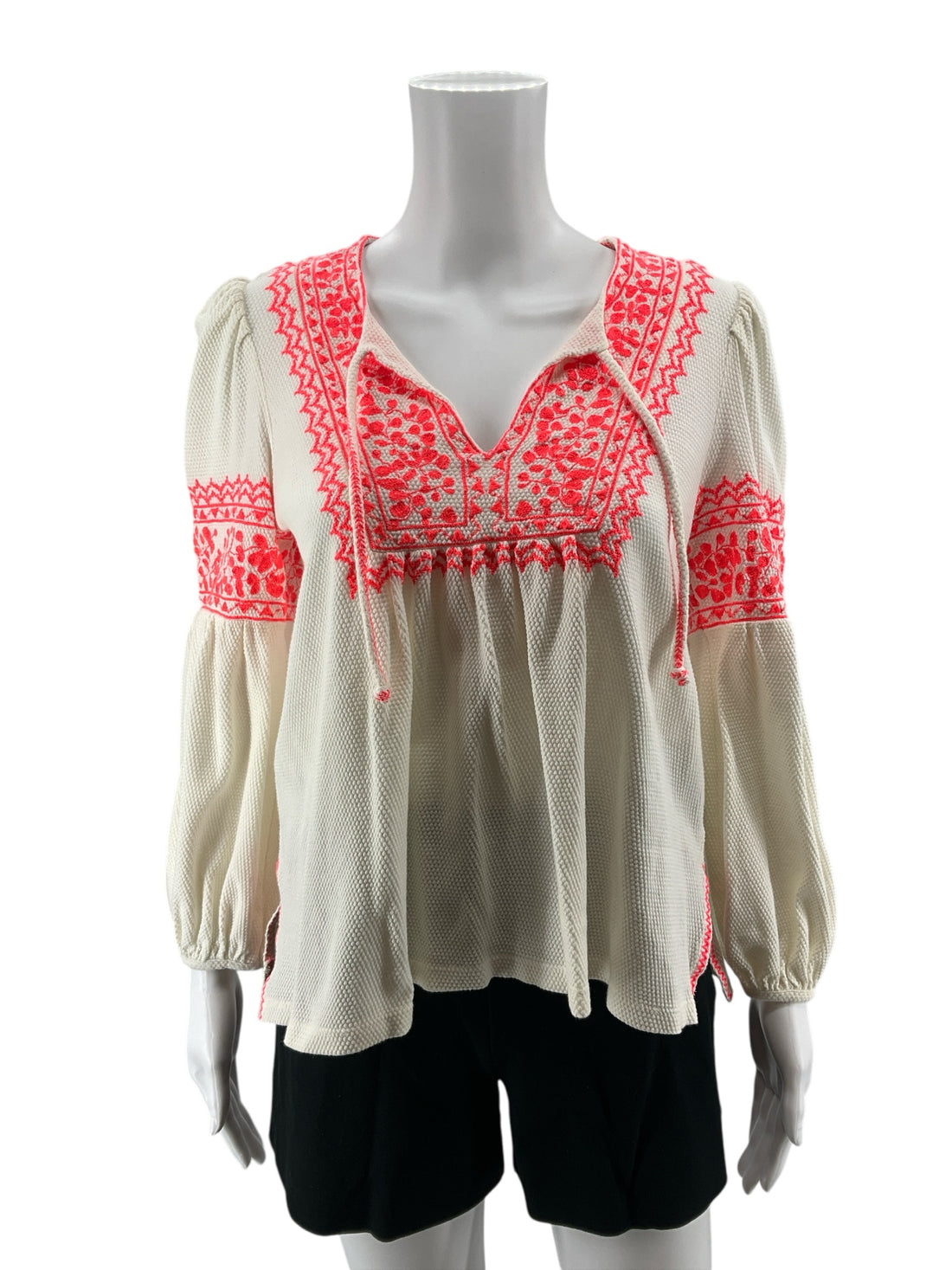 Maeve by Anthropologie Adelina Embroidered Peasant Top XS Boho Cotton Blouse