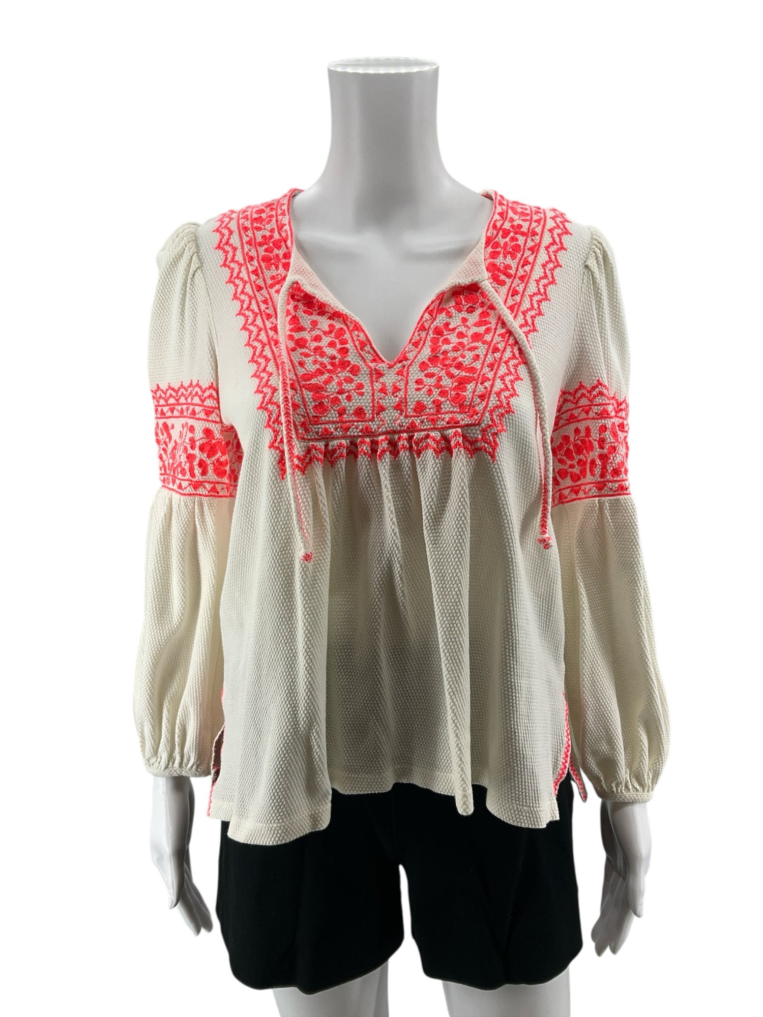Maeve by Anthropologie Adelina Embroidered Peasant Top XS Boho Cotton Blouse