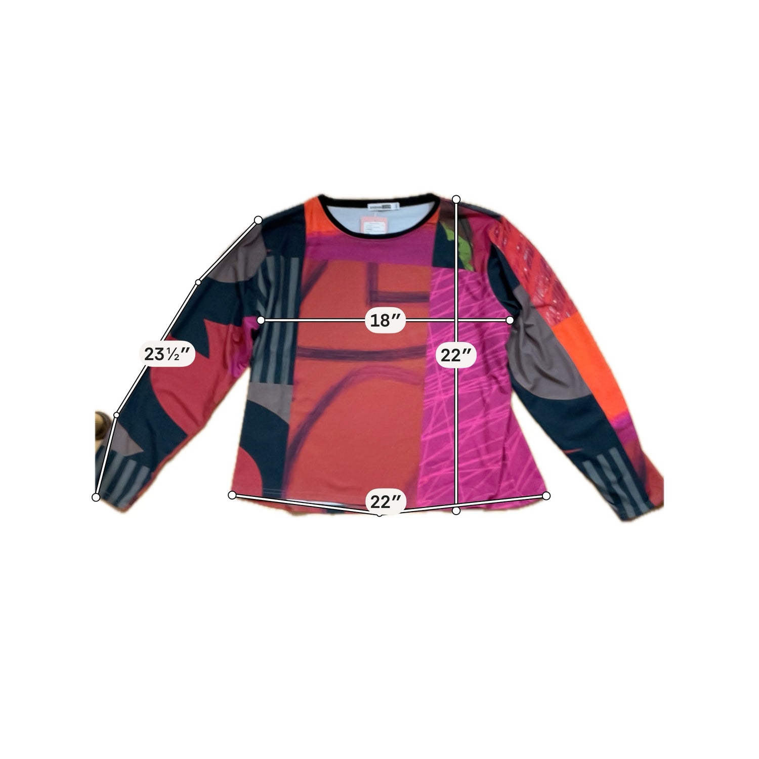 Andrea GEER 1XL Art to Wear Top Abstract Collage Long Sleeve Knit Pullover