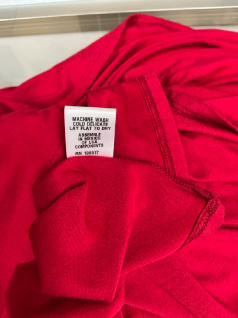 Loveappella Red V-Neck Empire Waist Maxi Dress | Size Petite Medium | Pre-Owned - ONLINE ONLY