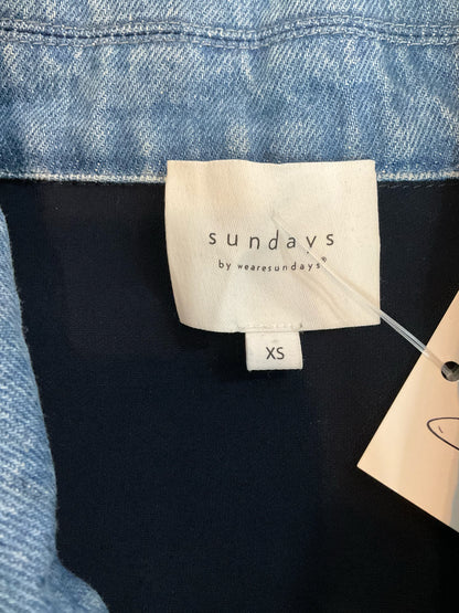 Sundays Mixed Media Denim Blazer Jacket Navy Blue Size XS - ONLINE ONLY