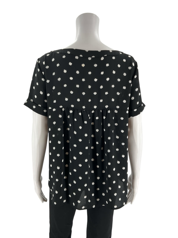Loft Black/White Polka Dot Pre-Owned Ladies Top - Size Small