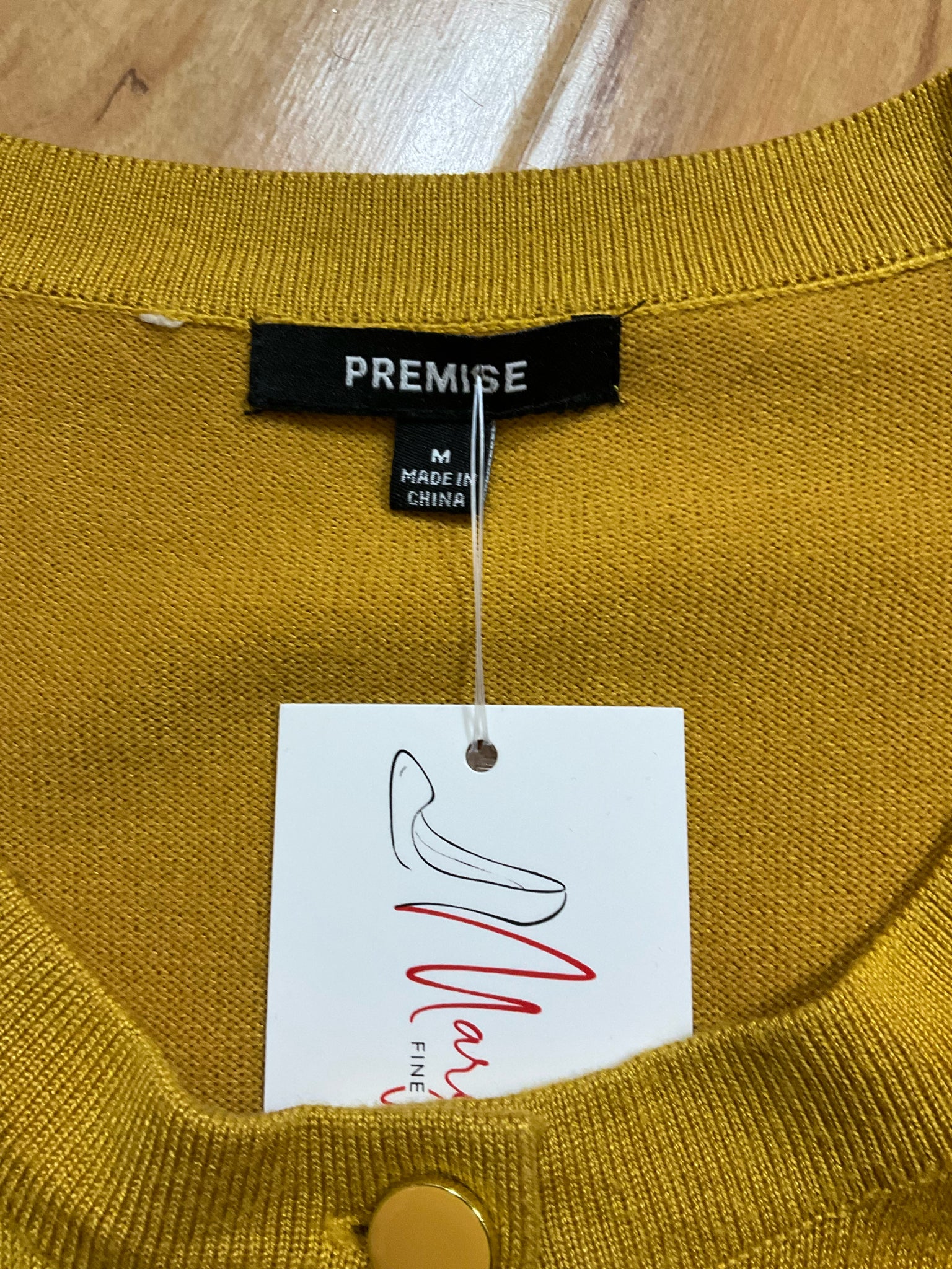 Premise Mustard Yellow Snap Front Cardigan Sweater | Size Medium