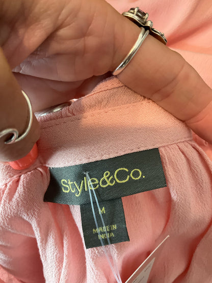 Style &amp; Co Peach Rayon 3/4 Sleeve Peasant Blouse Top Size Medium