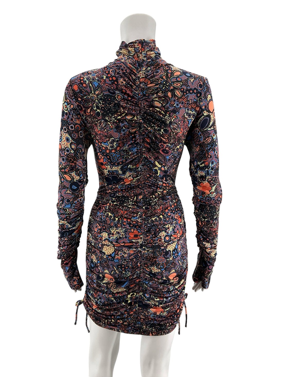 A.L.C. Kieran Ruched Floral Mock Neck Mini Dress Size Medium